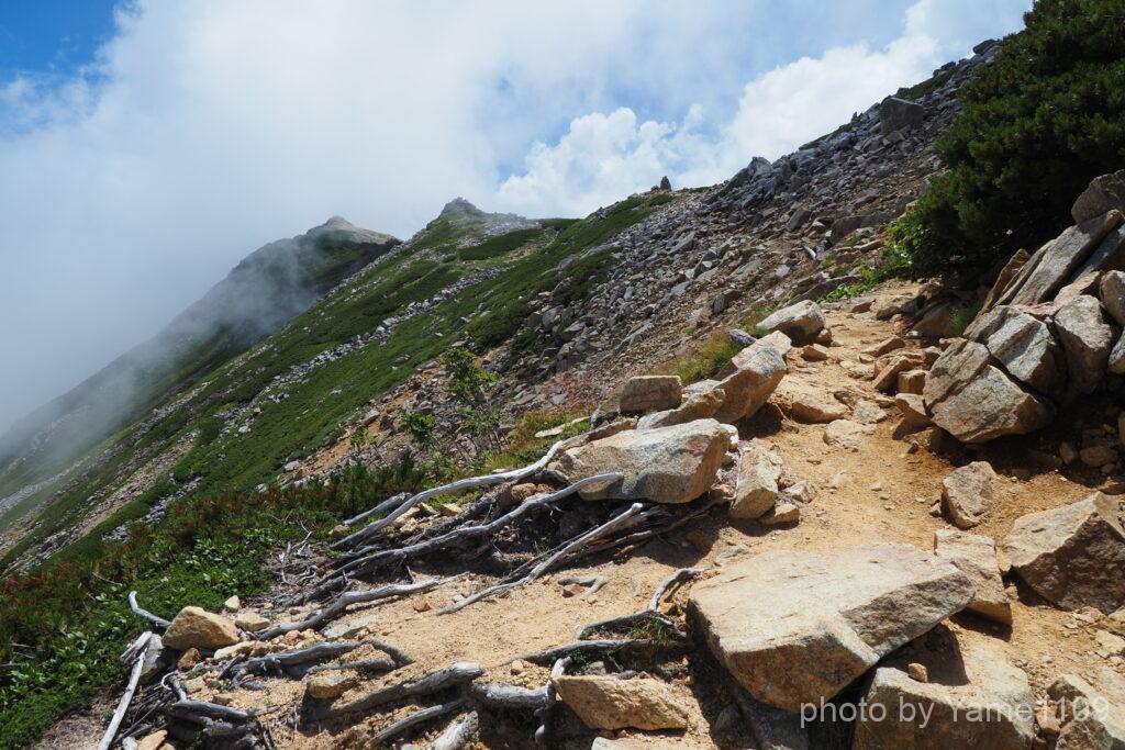 大天荘直前のつらい登り坂