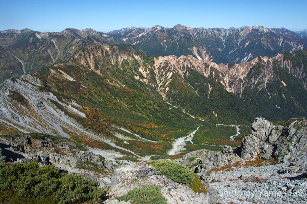 槍ヶ岳山頂から見る裏銀座